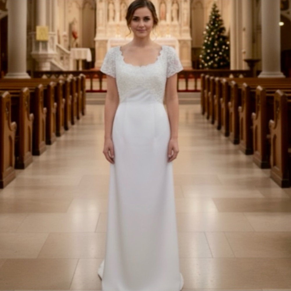 Elegant White Lace Wedding Dress by Amy Lee Hilton Bridal Size 4 - Picture 4 of 15